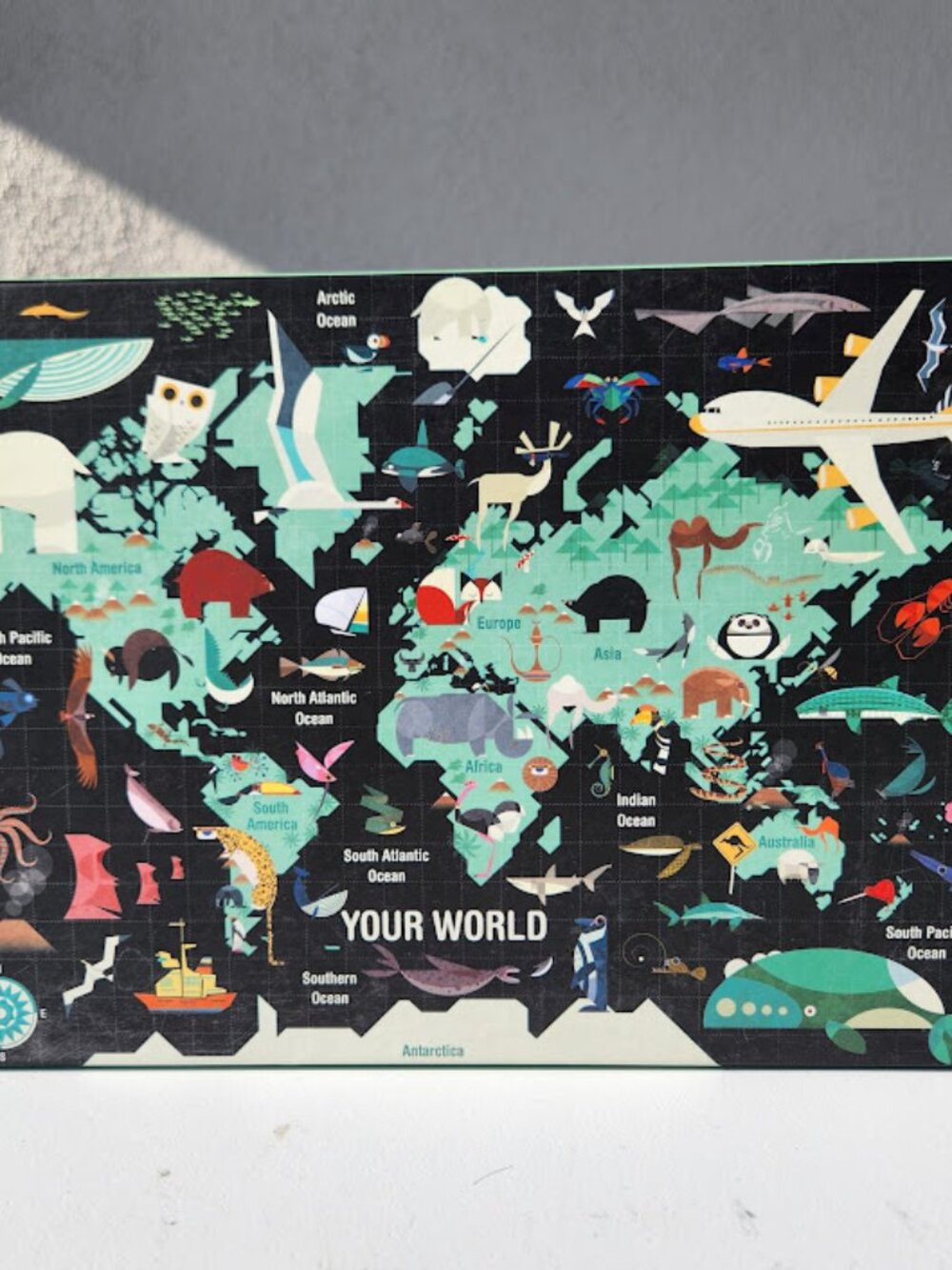Mudpuppy 1000 Piece Your World Puzzle Map Atlas Inspired by Charley Harper Assem